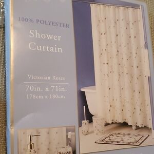 Victorian Roses Polyester Shower Curtain - Cream- NEW